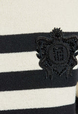 Balmain Striped Wool Knit Sweater Cream FH1KF121 70KI-GKP