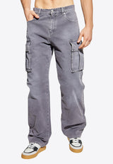 Balmain Washed Cargo Pants Gray FH1ML136 DF77-9CO