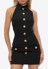 Balmain Buttoned Mini Dress Black FF1R5131 WC09-0PA