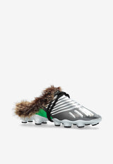 Balmain Half Time Faux Fur Sneaker Mules Silver FM1VJ396 TTFR-UIT