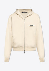 Jacquemus Gros Grain Zip-Up Hooded Sweatshirt Cream HOM00257 AJ00126-150