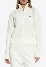 Adidas Originals Logo Embroidered Knitted Track Jacket Cream JW7312 0-OWHITE