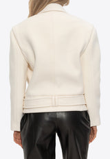 Balmain Double-Breasted Wool Coat Cream FF1UA095 WB50-0FA