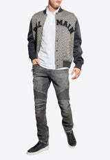 Balmain Logo Patch Slim Biker Jeans Gray FH1MG115 DF82-9AZ