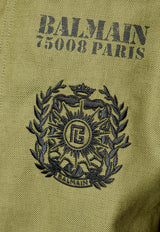 Balmain High-Neck Aviator Style Jacket Green FH1TFA60 CG14-7CW