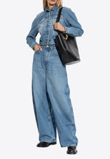 Jacquemus Ovalo Cropped Denim Jacket Blue JAW00112 AD00038-33C