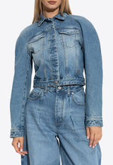 Jacquemus Ovalo Cropped Denim Jacket Blue JAW00112 AD00038-33C