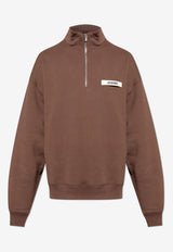 Jacquemus Gros Grain Half-Zip Sweatshirt Brown SSM00313 AJ00174-881