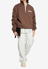 Jacquemus Gros Grain Half-Zip Sweatshirt Brown SSM00313 AJ00174-881