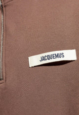 Jacquemus Gros Grain Half-Zip Sweatshirt Brown SSM00313 AJ00174-881