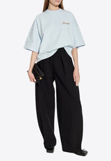 Jacquemus Embroidered Logo Oversized T-shirt Light Blue TSW00216 AJ00045-3GI