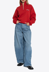 Jacquemus Gros Grain Half-Zip Oversized Sweatshirt Red SSW00210 AJ00174-470