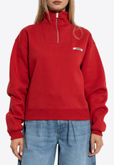 Jacquemus Gros Grain Half-Zip Oversized Sweatshirt Red SSW00210 AJ00174-470
