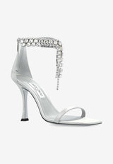 Jimmy Choo Verity 100 Crystal Embellished Satin Sandals Silver VERITY SANDAL 100 SHS-SILVER