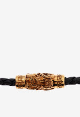 Versace La Medusa Braided Leather Necklace Black 1021598 1A00637-1B460