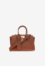 Ferragamo Medium Studio Hammered Leather Handbag Brown 21A112 ST SOFT S NW 786168-NEW COGNAC