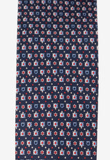 Ferragamo Turtle Print Silk Tie Navy 351289 4 NUGA 785389-F BLU SCURO ROSSO