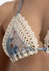 Zimmermann Cascadian Crochet Knit Tri Bikini Blue 4141WSS255 0-TEBLBOFL