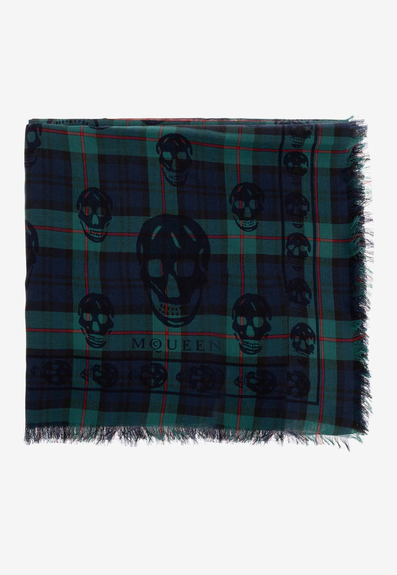 Alexander Mcqueen Checked Frayed Skull Scarf 837473 4129Q-4168
