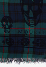 Alexander Mcqueen Checked Frayed Skull Scarf 837473 4129Q-4168