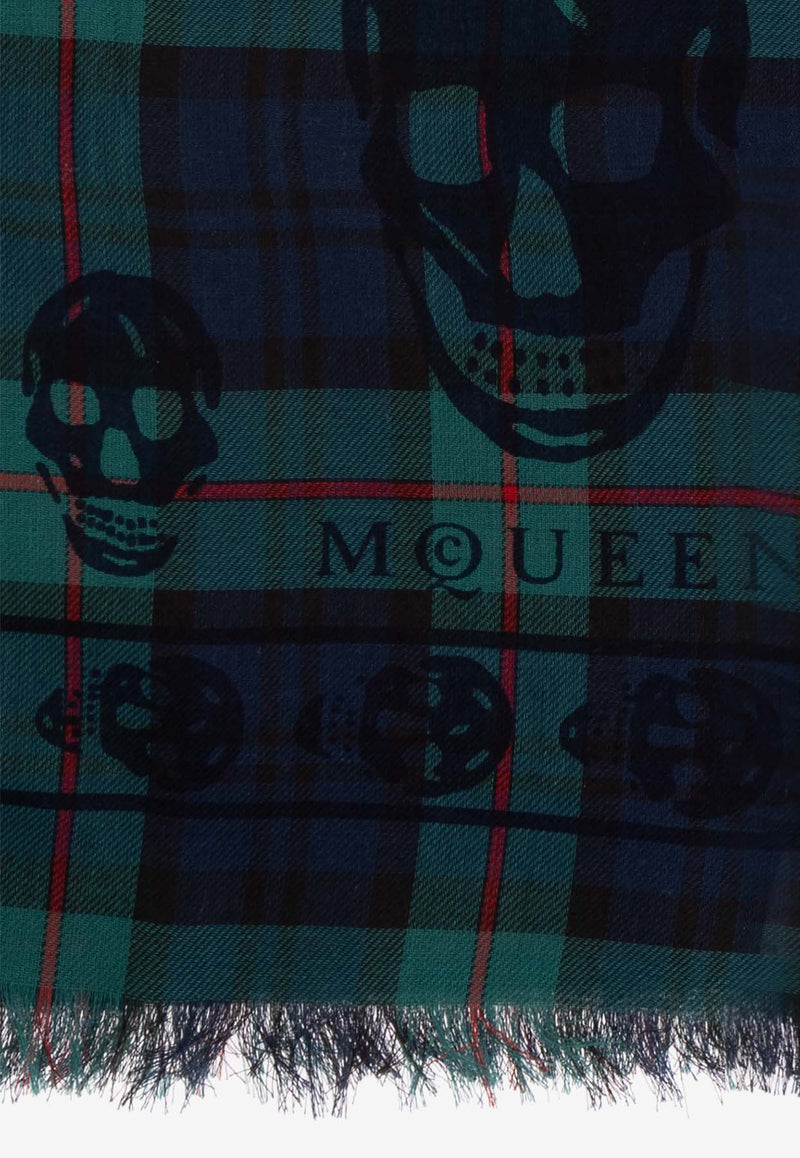 Alexander Mcqueen Checked Frayed Skull Scarf 837473 4129Q-4168