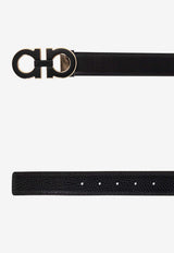 Ferragamo Double Gancini Leather Belt Black 670460 DOUBLE ADJUS 786992-NERO
