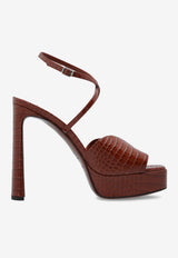 Jimmy Choo Karli 125 Croc-Embossed Leather Platform Sandals Brown KARLI PF 125 CCL-COGNAC