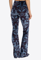 Etro High-Rise Velvet Flared Pants Navy WREA0026 99JJD10-S9883