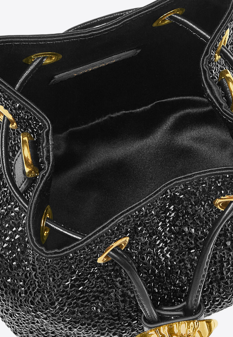Versace Mini La Medusa Crystal Bucket Bag Black 1017754 1A14318 1B00V
