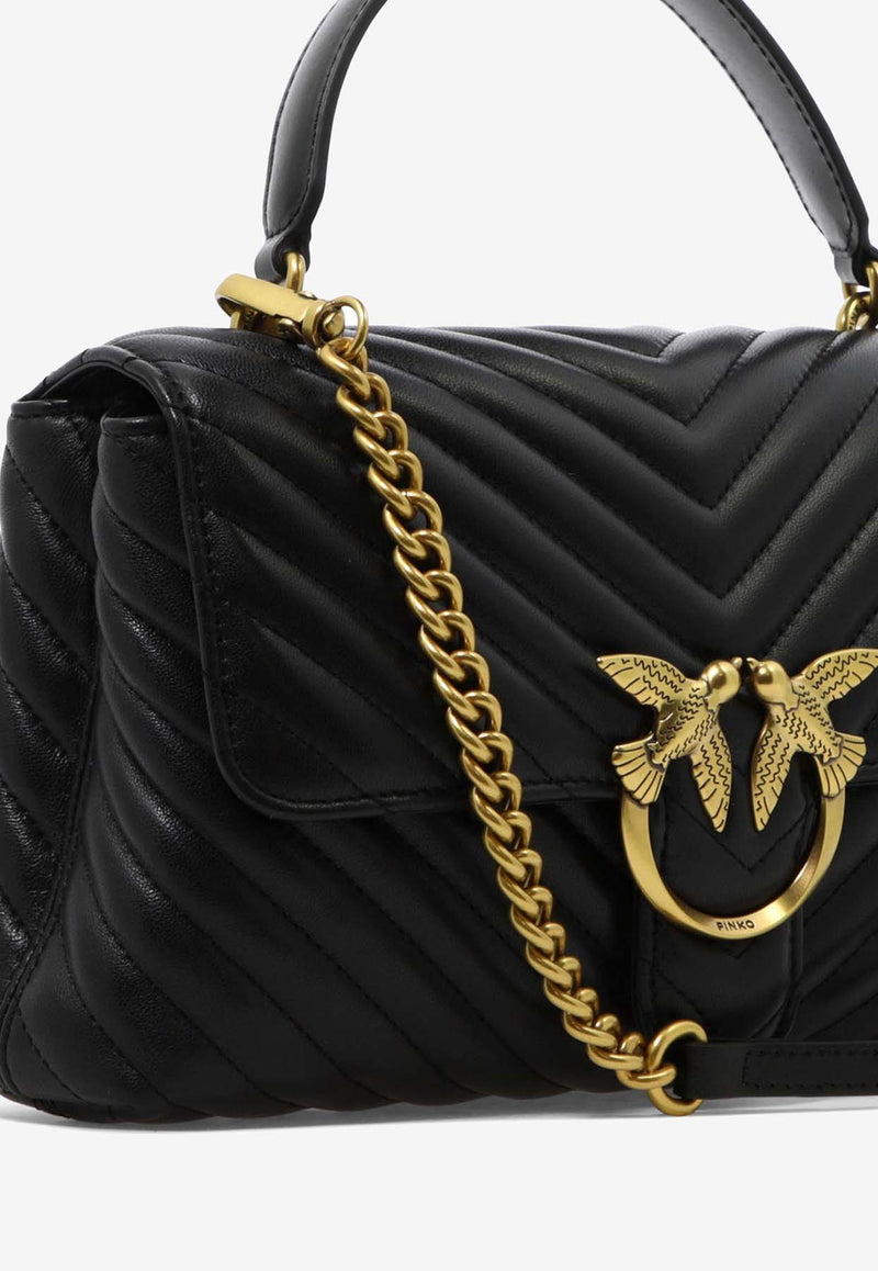 PINKO Classic Lady Love Quilted Leather Top Handle Bag Black 100043A0GKZ99Q_82654