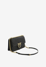 PINKO Medium Love One Classic Quilted Leather Crossbody Bag Black 100941A0GKZ99Q_82648