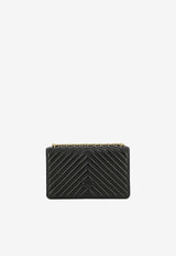 PINKO Medium Love One Classic Quilted Leather Crossbody Bag Black 100941A0GKZ99Q_82648