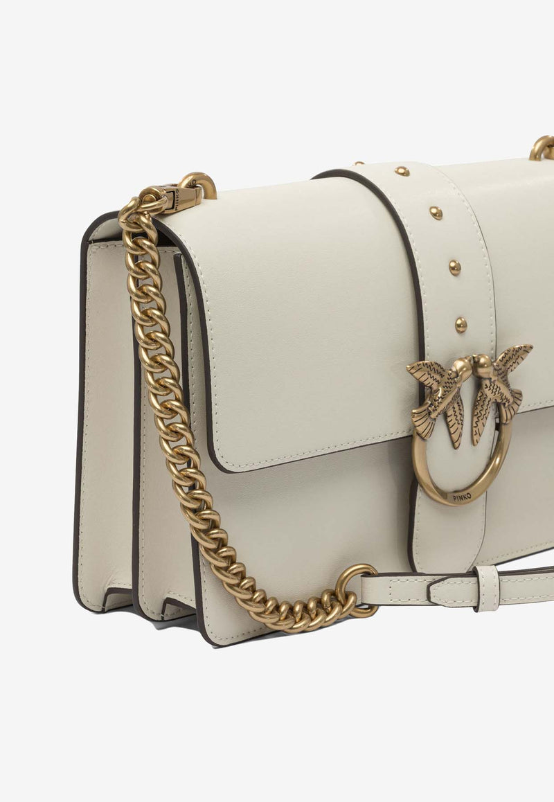 PINKO Medium Love Bag One Leather Crossbody Bag White 105857A0F1Z14Q_82972