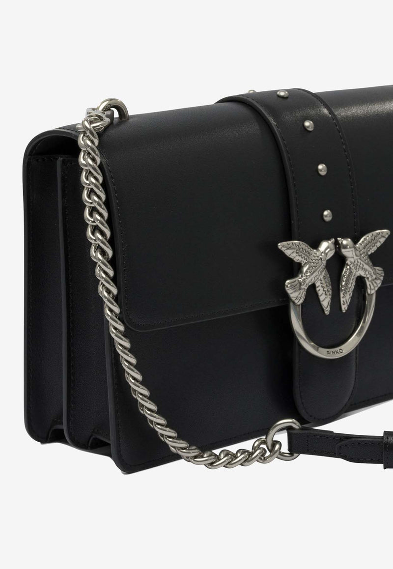 PINKO Medium Love One Leather Shoulder Bag Black 105857A0F1Z99O_82960