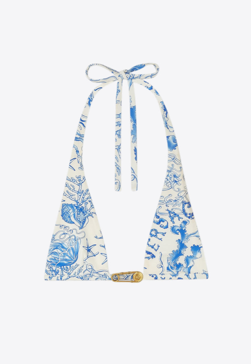 Versace Underwater Barocco Print Bikini Top Blue 1018127 1A15489 5K650