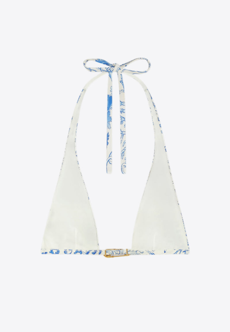 Versace Underwater Barocco Print Bikini Top Blue 1018127 1A15489 5K650