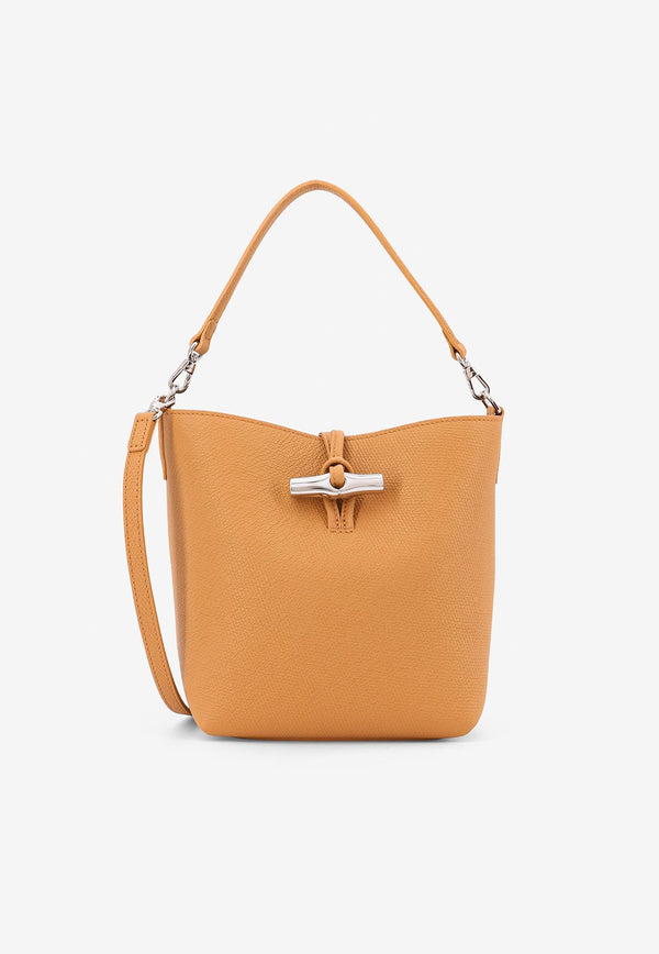 Longchamp XS Le Roseau Leather Bucket Bag Camel 10314HFP371_NOIX_29851243