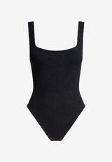 Square-Neck Crinkled One-Piece Swimsuit