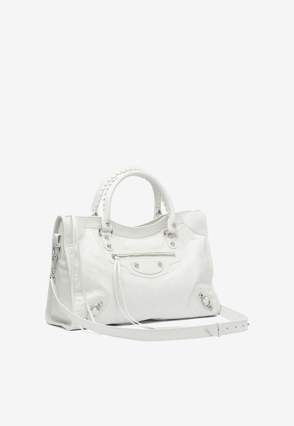 Balenciaga Medium Le City Leather Tote Bag White 8230582AA9S9104_82522