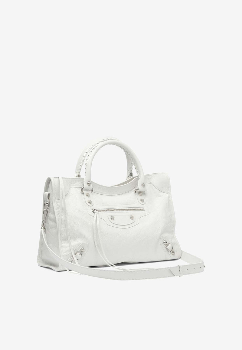 Balenciaga Medium Le City Leather Tote Bag White 8230582AA9S9104_82522