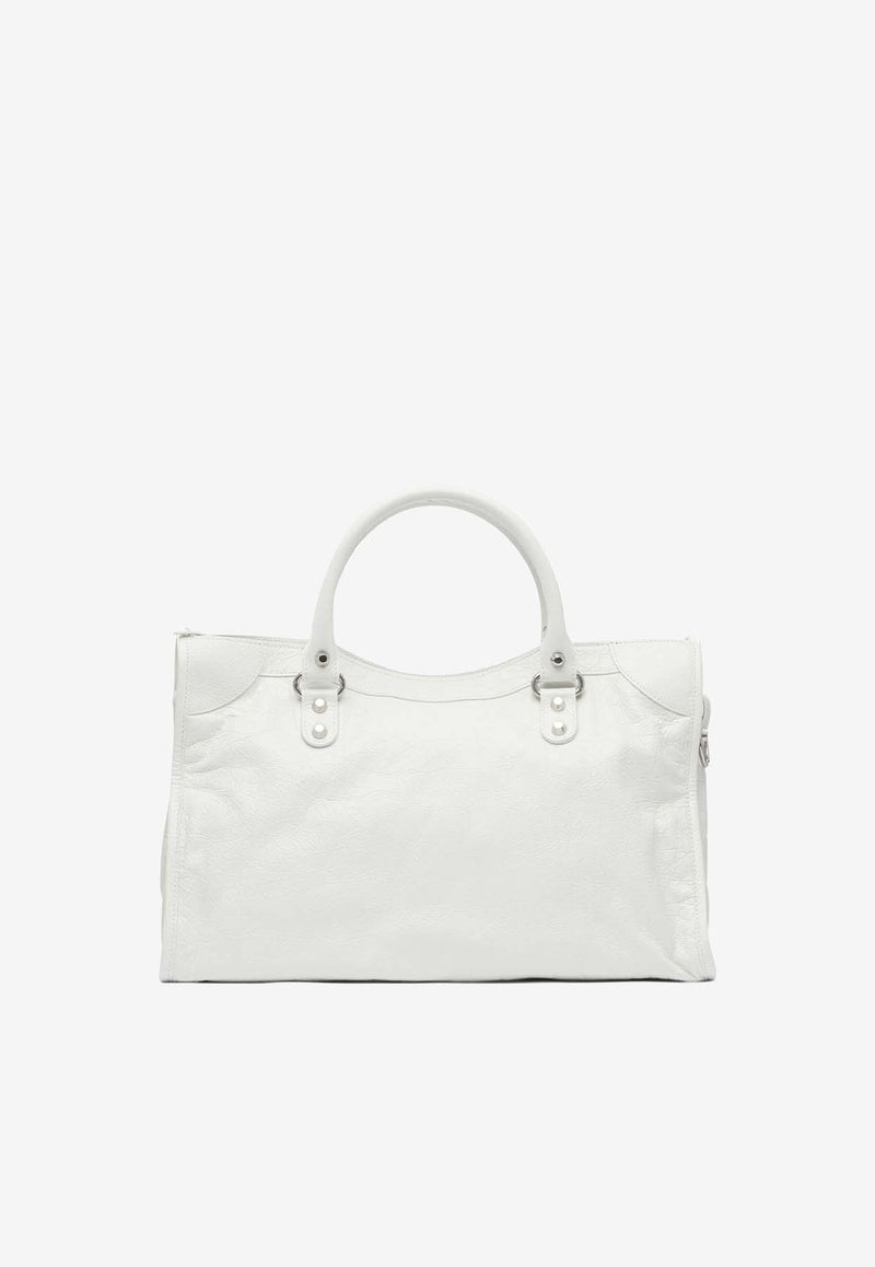 Balenciaga Medium Le City Leather Tote Bag White 8230582AA9S9104_82522
