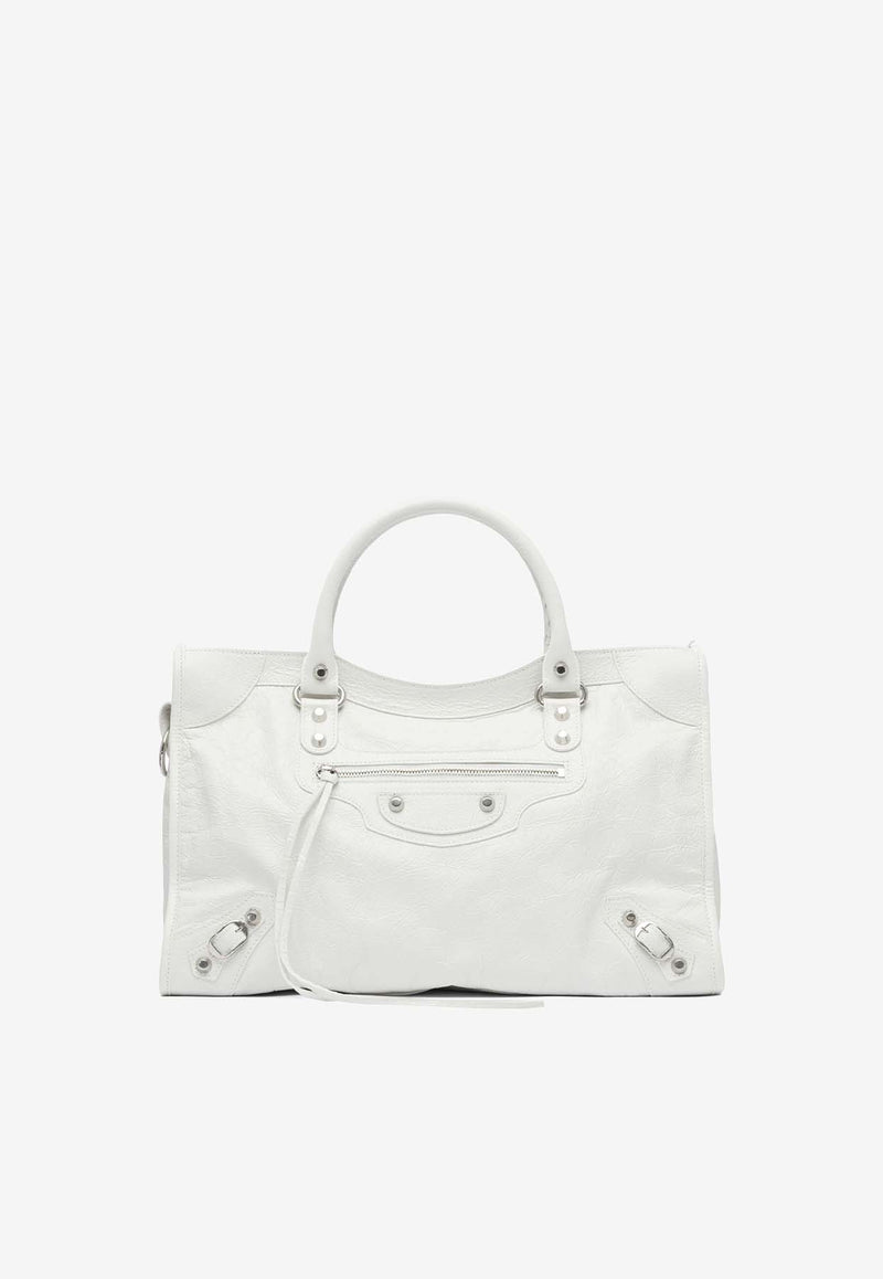 Balenciaga Medium Le City Leather Tote Bag White 8230582AA9S9104_82522