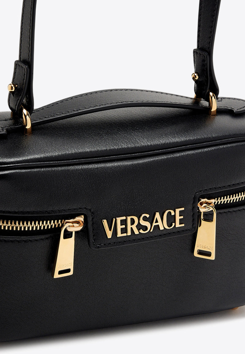 Versace Logo Tag Leather Vanity Bag Black 1018300 1A13171 1B00V
