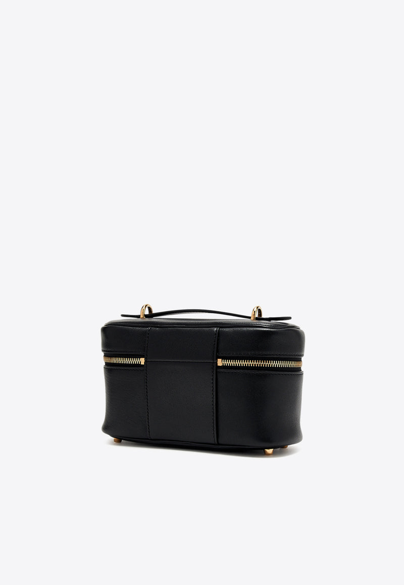 Versace Logo Tag Leather Vanity Bag Black 1018300 1A13171 1B00V