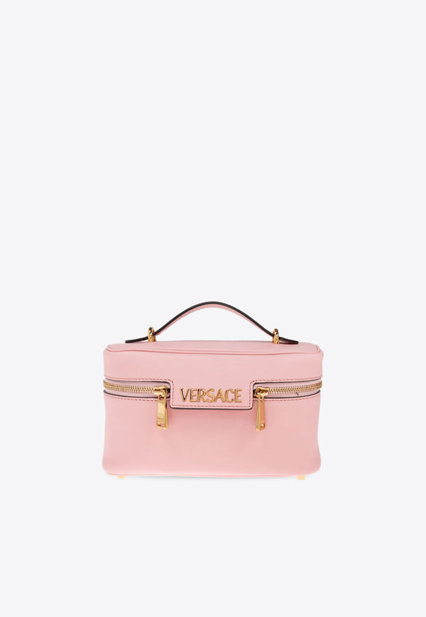 Versace Logo Tag Leather Vanity Bag Pink 1018300 1A13171 1PG4V
