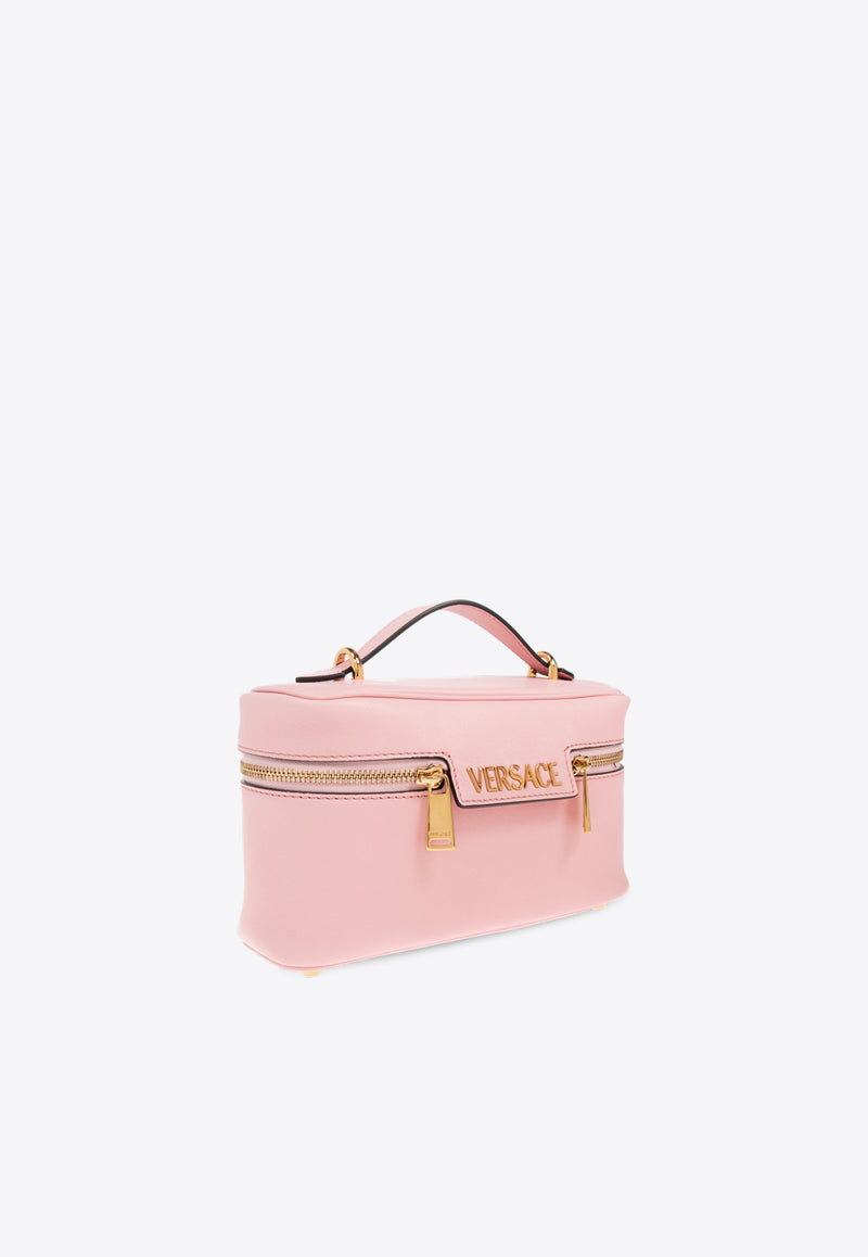 Versace Logo Tag Leather Vanity Bag Pink 1018300 1A13171 1PG4V