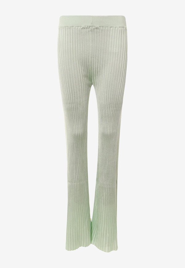 Jil Sander Ribbed High-Waist Flared Pants Green J02KA0187J18287_334_Green_29848090