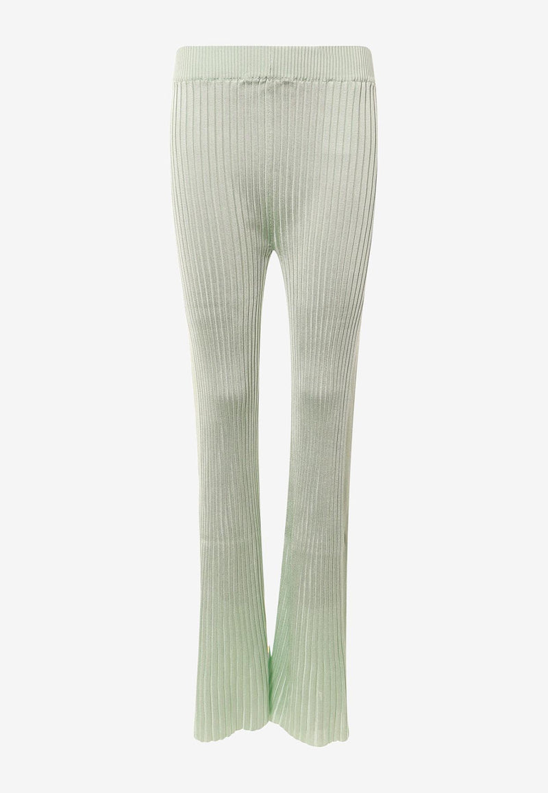 Jil Sander Ribbed High-Waist Flared Pants Green J02KA0187J18287_334_Green_29848090