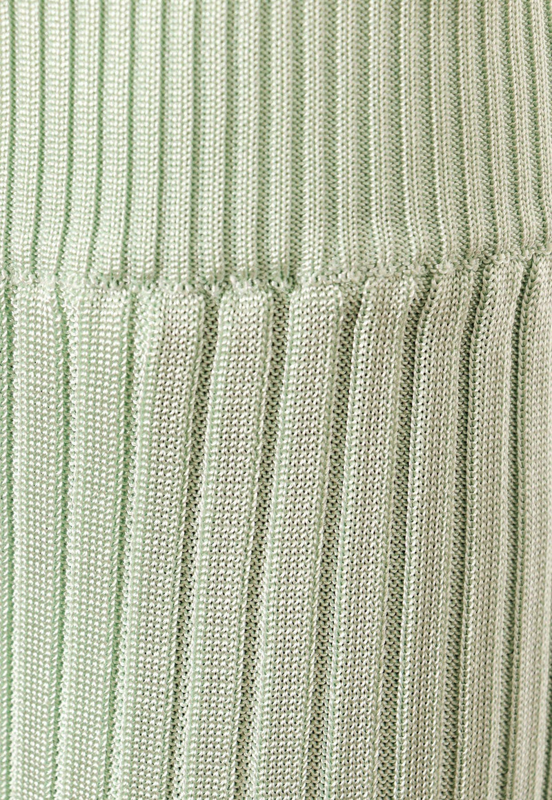 Jil Sander Ribbed High-Waist Flared Pants Green J02KA0187J18287_334_Green_29848090