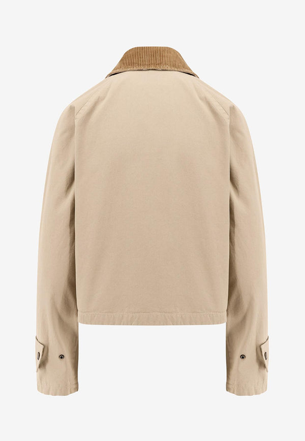 Burberry Corduroy-Collar Cropped Jacket Beige 8105513_A1435_Beige_29845429